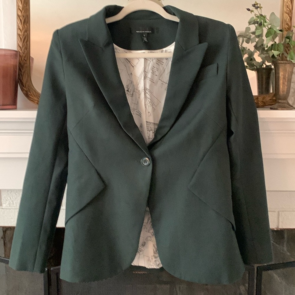 White House Black Market Dark Green Editor Blazer